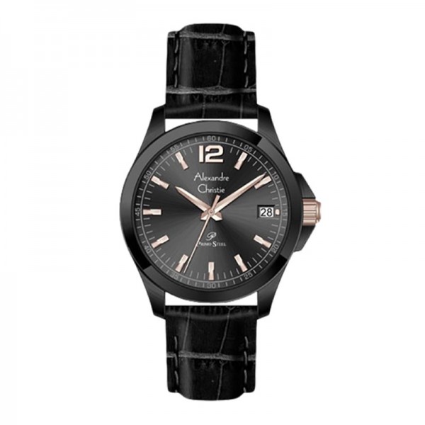 Alexandre Christie AC 1031 Full Black Rosegold Man Leather MDLIPBARG